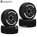 Chanjorlin 1/10 1/8 RC Short Course Truck Tires OD 112mm and Wheels 12mm 14mm 17mm Hex for 1:8 1:10 Scale Off Road Truck Car Traxxas Slash 2WD 4×4 Axial Losi Redcat Rc4wd Arrma Senton 4PCS (Black)