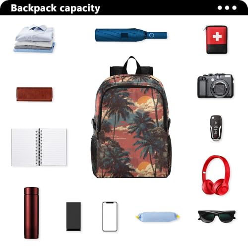 AIXIWAWA Lightweight Hiking Backpacks Beach Trees Print, Foldable Waterproof Daypack for Commute Travel2