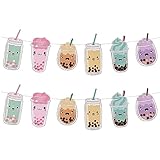 Boba Tea Party Paper Banner Garland, Streamer for All Events, 2-Pack, 10 Feet Long (Emoji Theme)