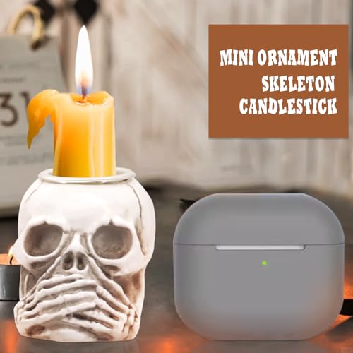 CheurYae 4-częściowy świecznik z czaszką, zestaw do dekoracji czaszki, świecznik na podgrzewacze, dekoracyjny świecznik na Halloween, dekoracja stołu