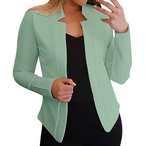 Chaqueta Americana Mujer Invierno Chaqueta de traje informal versátil de manga larga para mujer, de europea y americana, para otoño e invierno, para ir al trabajo, ajustada Traje (Mint Green, XXXXL)