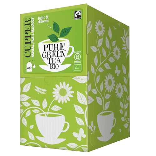 Cupper - Pack de 250 Bolsitas de Té Verde Ecológico - Propiedades Antioxidantes y Diuréticas - Ideal entre Horas y para el Control del Peso - Apto para Veganos