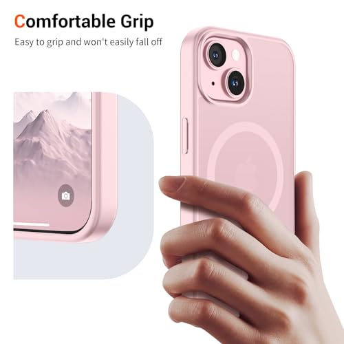 vnnink for iPhone 15 Case,iPhone 14/iPhone 13 Case, Magnetic Matte Military Grade Drop Protection Translucent Cell Phone Cover,Rugged Shockproof Cover,Light Pink - image 7