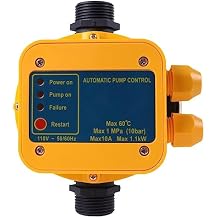 Automatic Water Pump Pressure Switch with Pressure Gauge, Electronic Controller for Water Pumps 110V Yellow