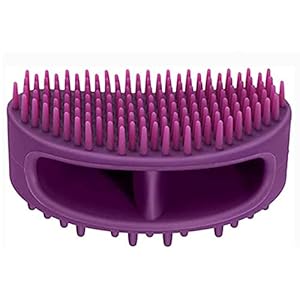 Soft Silicone Dog & Cat Grooming Brush – Pet Bath & Massage for Short or Long Hair – Slicker Shedding Hair Brush Purple