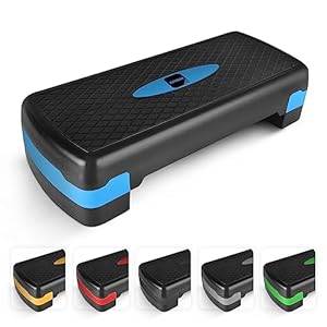 KAYMAN Trainingsstappen: fitnessstepper voor thuis en sportschool, geschikt voor aerobics, cardio, gewichten, yoga, dvd-training, instelbare hoogte in 2 stappen (10,15 cm), perfecte