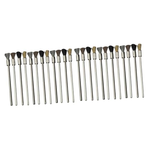 Healvian 24pcs Kit Mini Wire Brush Stainless Steel Hose Pig Hair Rust Removal Drill Brush Polishing