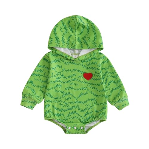 Ayalinggo Christmas Baby Clothes Newborn My First Christmas Baby Girl Boy Outfit Green Monster Romper Heart Print Hoodie (Green 0-3 Months)