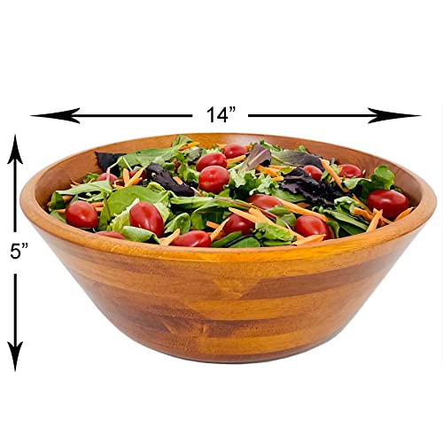 Woodard & Charles Wc602-3 3 Piece Wood Salad Bowl And Servers Set, 14" X 5" #TOP4