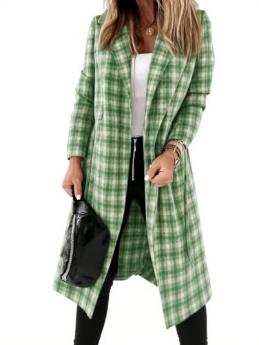 Image of Ladiyo Womens Classic Coat Lapel Collar Open Front Belted Long Jacket
