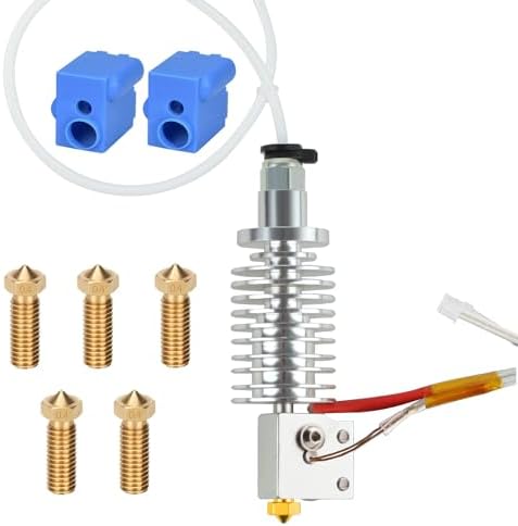 Upgraded 24V 45W V5 J-Head Volcano Hotend High Flow, 2pcs 300โ Silicone Socks + 5pcs 0.4mm Nozzles Compatible with ANYCUBIC Vyper/Kobra Max/Kobra Plus 3D Printer Parts (Hot End)