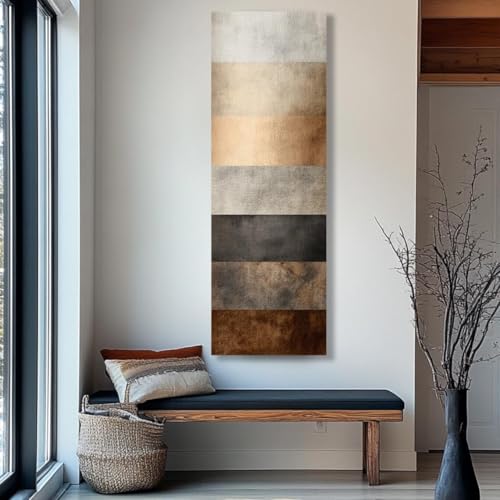 Cuadro de árbol alargado en lienzo de 55x110 cm con marco de madera para salón