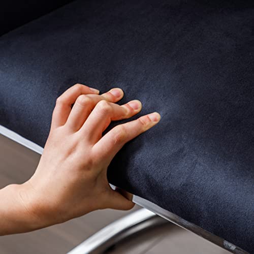 Rivova Black Dining Chairs Set Of 2 Mid Century Modern Dining Chairs With Chrome Metal Legs, Velvet Upholstered Accent Arm Chairs For Dining Room, Kitchen, Vanity, Living Room #TOP3