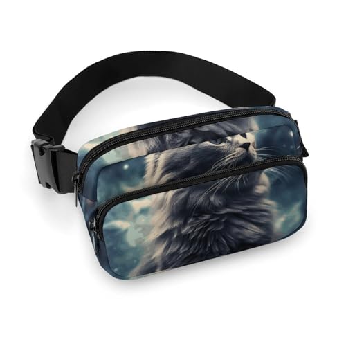 Fanny Pack A Cat in A Nebula �v�����g�N���X�{�f�B�o�b�O �����p ���߉\�ȃX�g���b�v�t�� ���퐶���p �X�^�C�� 20x13cm �t�@�j�[�p�b�N
