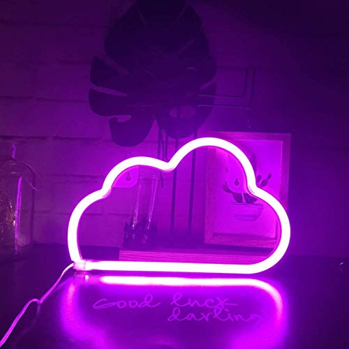LED-Neon-Nachtlicht, LED-Neon-Lichtschilder, Wanddekoratives Nachtlicht, batteriebetrieben und USB-betrieben, Heimdekoration, Neonlicht für Kinderzimmer (lila Wolke) Cover