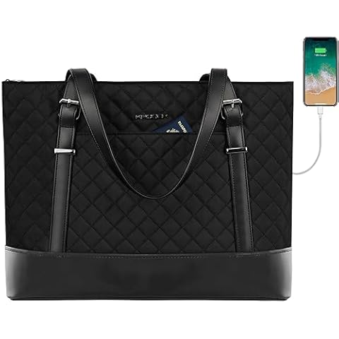KROSER Lightweight Laptop Tote Bag with USB Port Cover