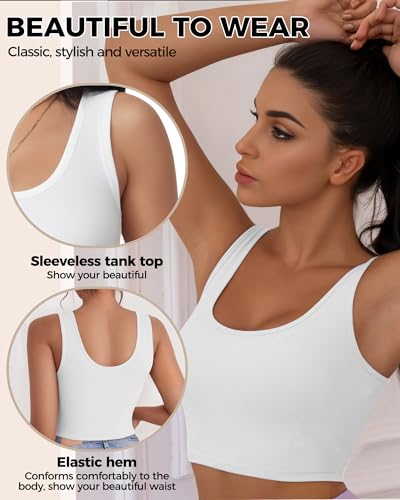 1-3Pcs Crop Tops for Women, U Neck Sleeveless Tank Tops, Basic Cropped Racerback Going Out Tops Athletic Sports Shirts3