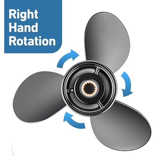 Image of MARKGOO Propeller with Hub Kit for Mercury or Mariner Outboard 135-300 HP | 14.25 x 21 / 14.5 x 19 RH 3 Blade 15 Spline Tooth Outboard Boat Aluminum Propeller Replacement