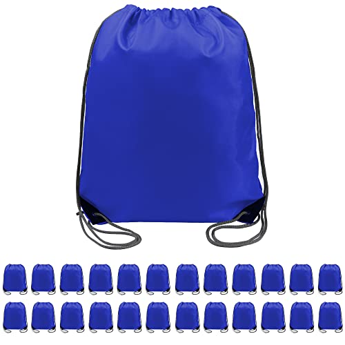 Cinch Bags Bulk Heavy Duty String Backpack Machine Washable Lightweight Sackpack Outdoor Sport Bags 24 Pieces Royal Blue for Boys Girls Teens
