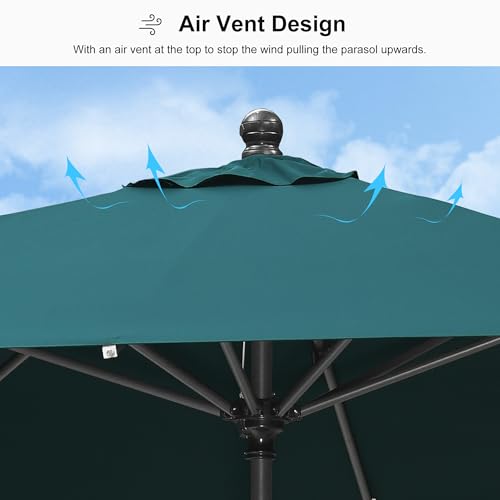 Image of PURPLE LEAF Outdoor Market Umbrella 11.5' x 8' Rectangle Green 8 Metal Ribs