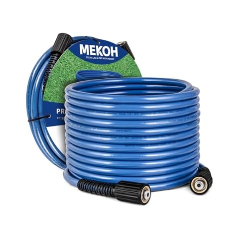 MEKOH 32ft Kink Resistant Pressure Washer Hose, 3500PSI 1/4" Power Washer Hose with M22 Brass Fitting, High Pressure Replacement Hose for Electric, Hose Extension for Car Wash, Patio & Garden Clean Cover