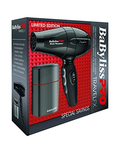 BaBylissPRO BNTPROFX 1000 Watt Dual Voltage Travel Dryer and Metal Cordless Single Foil Shaver Prepack