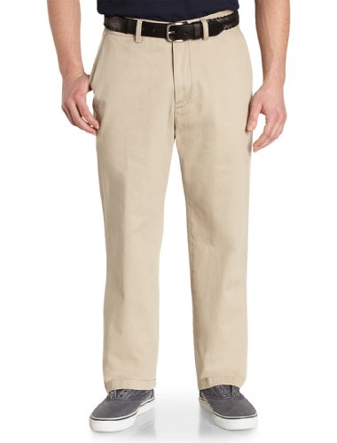 Nautica Men's Big and Tall Twill Flat-Front Pant