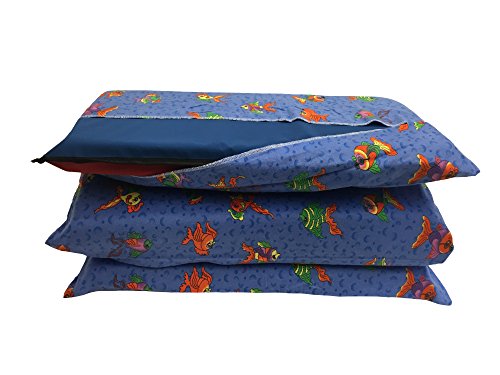 KinderMat Full Cover Sheet, Pillowcase Style Sheet Fits Rainbow Designer, Daydreamer, Heavy-Duty, and Enduro, 100% Cotton Flannel, Ocean and Fish Print, Large