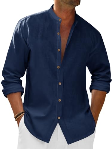 Runcati Men's Casual Linen 3/4 Sleeve Beach Shirt