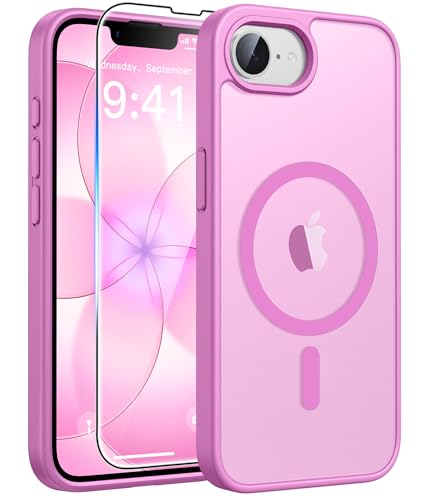 Image of FNTCASE for iPhone 17e Case: iPhone 16e Phone Case [Compatible with Magsafe] Translucent Matte Cases with [Screen Protector] Military Grade Shockproof Protective Phone Cover - Pink