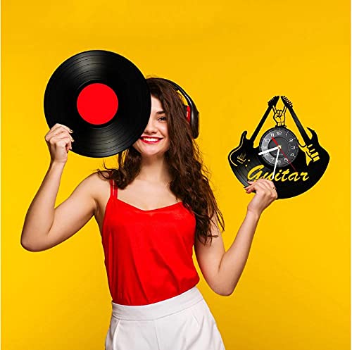 Chitarre elettriche Retro Rock And Roll Disco in Vinile Orologio da Parete Band Music Studio Decor Disco in Vinile Craft Design Moderno Orologio a Tempo
