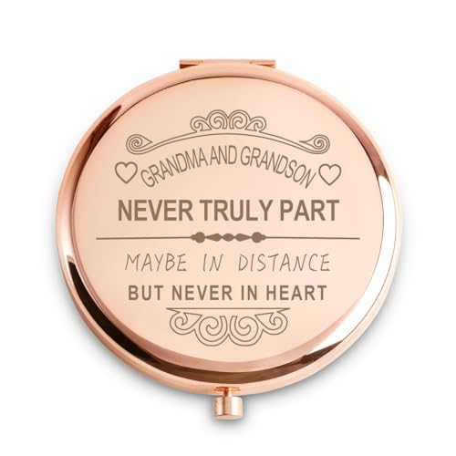 Grandma Gifts from Grandson Grandkids, Personalized Compact Mirror, Sentimental Mothers Day Birthday Gifts for Grandma, Unique Present for Grandmother Grandparents Nana