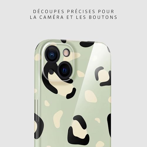 Housse iPhone 15 imprimé léopard vert menthe ONEFLOW avec protection caméra