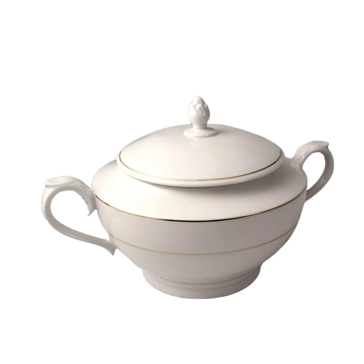 Sopera de porcelana blanca (2,5 l) Bremen, 1 tapa de porcelana, filo de oro, edición limitada