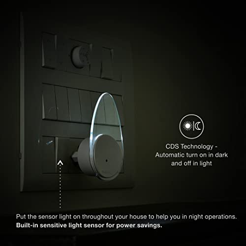 Image of Led Plug in Night Lamp | Led Night Light, Plug-in with Automatic On /Off Sensor for Bedroom, Kitchen, Bathroom (White, Drop Shape, Polycarbonate, Pack of 1)