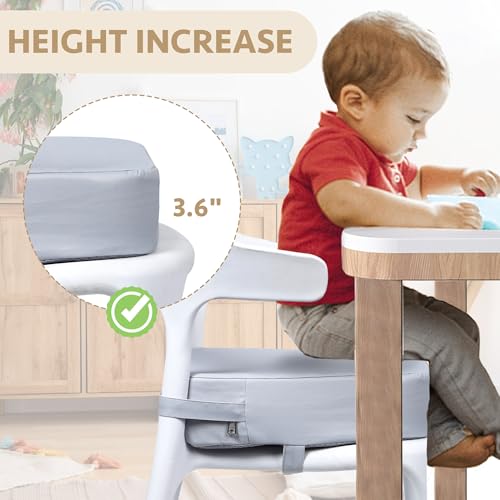 Image of E1F1NN DOT Toddler Booster Seat for Dining Table (PU Material),Portable Kids Booster Seat with Safety Buckles, High Cushion for Travel with Non-Slip Bottom
