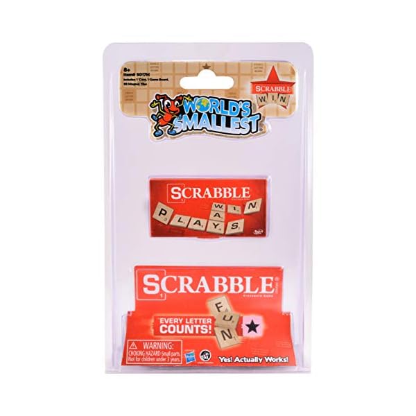 World's Smallest Scrabble, Miniature Magnetic Board, 98 Letters, 5 Blank Tiles & Portable Case, Family Game, Classic Scrabble Game, Perfect for Stocking Stuffers, Easter Gifts, Party Favors, Ages 8+