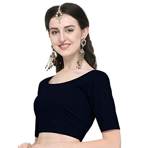 Image of Janasya Women's Plain Pure Cotton Stitched Blouse