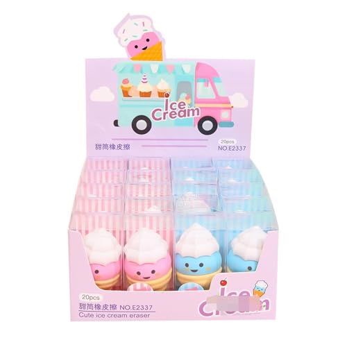 4pcs - Creative and Cute Ice Cream Shaped Eraser with Minimal Crumbs and No Marks-Sweet Cone erasers (4 Pieces)