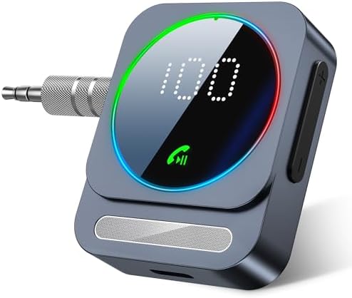Close-up of the adapter's ports, likely showing the AUX, RCA, and USB-C connections.