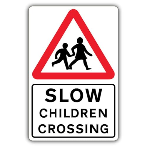 Panneau Slow Children Crossing V Safety 300x450mm en plastique rigide 2mm pour sécurité