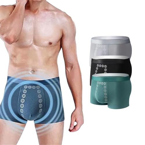 WXDSTW Magnetic Therapy Underwear for Men, Mens Magnetic Underwear Therapy Energetic Moisture Wicking Breathable Boxer Brief (Set-3Pcs(A),Large)