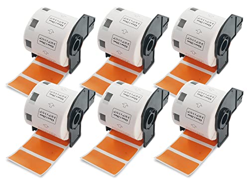BETCKEY - 6 Rolls DK-11209 Colored Labels, 62mm x 29mm, Black on Orange, 4800 Small Address Labels Using for QL Label Printers
