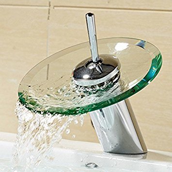 Robinet mitigeur cascade monobloc en verre de sécurité pour lavabo de salle de bain