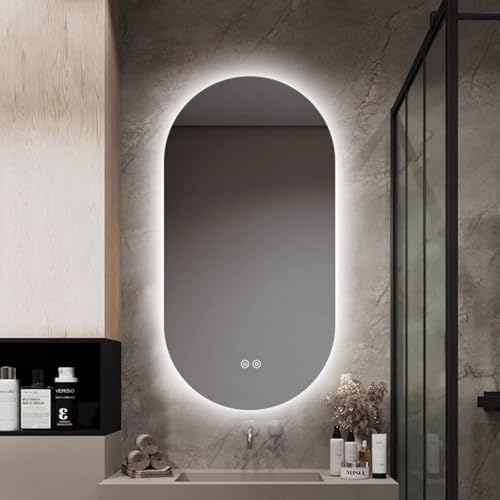 Miroir de courtoisie ovale à intensité variable et double commande tactile - 3