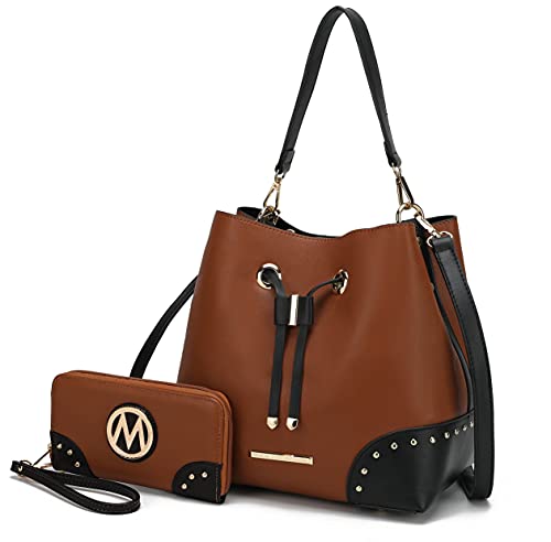 Image of MKF Collection Women's Bucket Bag With Wristlet Wallet, Vegan Leather Hobo Bag Handbag Set Crossbody Bag by Mia K