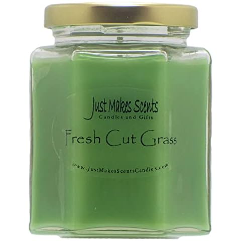 Fresh Cut Grass Scented Blended Soy Candles | Grass Fragrance | Hand Poured in The USA by Just Makes Scents (8 oz) Cover