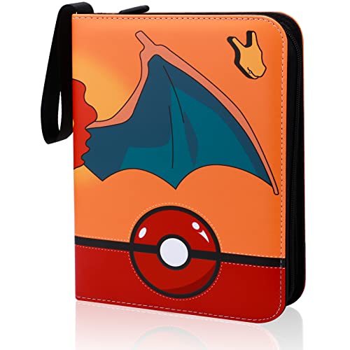 Card Binder for Pokemon Cards Binder 4-Pocket 50 Removable Sleeves Holds 400 Standard Size Card Collection Binder Game Collector Album Card Book Storage Card Book Set