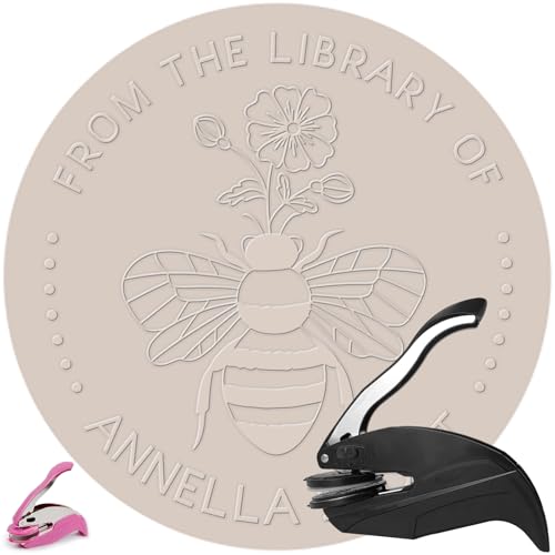 Book Embosser Personalized Library Stamp Custom Logo Embossing Stamper Personal Paper Page Embossed | from The Library of | Name Text Design Customizable Gift Book Lover