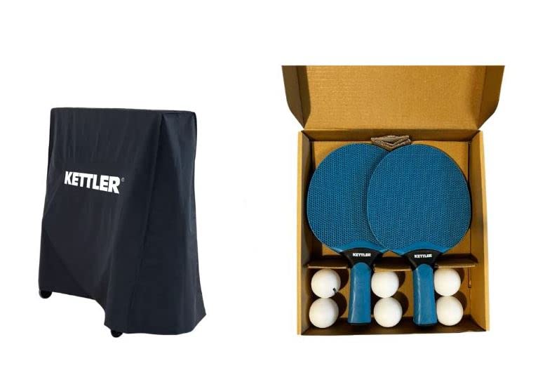 KETTLER Tischtennis Sparpaket Cover I Outdoor Tischtennisschläger Set & Abdeckhaube Schwarz I Komplettset für Tischtennisplatten I Wetterfeste Schutzhülle I Hochwertige Outdoor Schläger